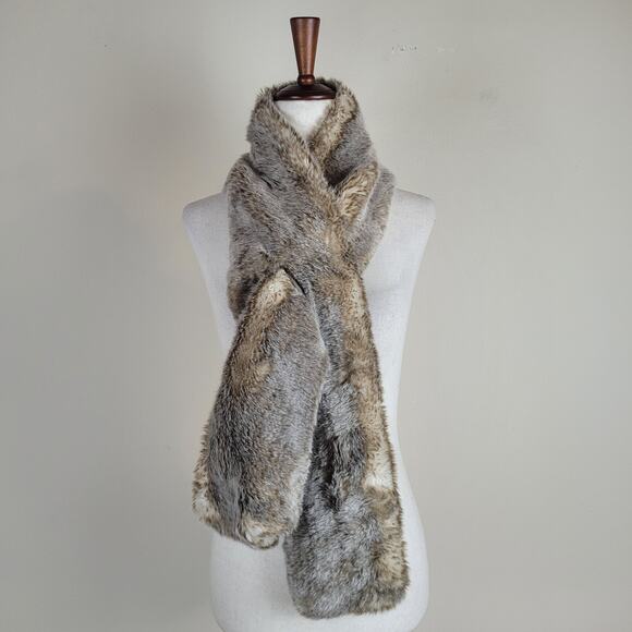 Restoration Hardware Accessories - Restoration Hardware Scarf Wrap Gray Faux Fur Neck Warmer Rectangle Soft Fluffy
